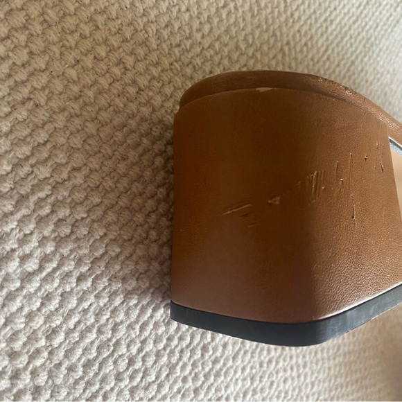 Emanuele Crasto Cognac Italian Leather Cutout Slides Block Heel 2.5” Size EU 41 - Picture 6 of 6